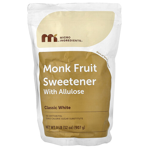 Micro Ingredients, Mönchsfruchtsüßstoff mit Allulose, klassisches Weiß, 907 g (2 lb.)