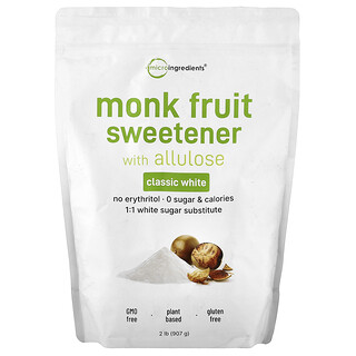 Micro Ingredients, Endulzante de fruto del monje con alulosa, Blanco clásico, 907 g (2 lb)