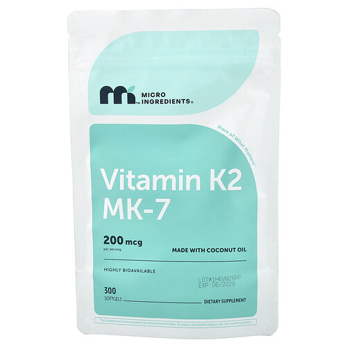 Micro Ingredients, Vitamin K2, MK-7, 200 mcg, 300 Weichkapseln