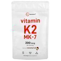 ビタミンM ビタミンK2、MK-7（メナキノン-7）、200mcg、ソフトジェル300粒