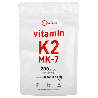 Micro Ingredients, Вітамін K2, MK-7, 200 мкг, 300 капсул