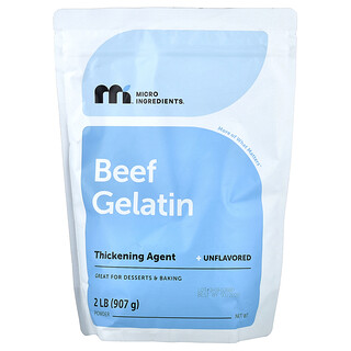 Micro Ingredients, Beef Gelatin Powder, Unflavored, 2 lb (907 g)