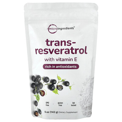 Micro Ingredients, Trans-resveratrol con vitamina E, 142 g (5 oz)