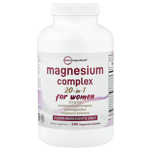 Micro Ingredients, Magnesium Complex 20-in-1, For Women, 240 Vegetarian Capsules