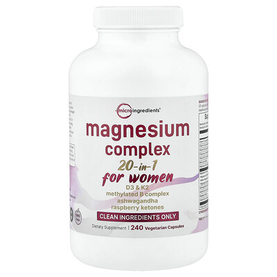 Micro Ingredients, Complejo de magnesio 20 en 1, Para mujeres, 240 cápsulas vegetales