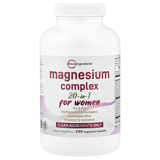 Micro Ingredients, Magnesium Complex 20-in-1, For Women, 240 Vegetarian Capsules