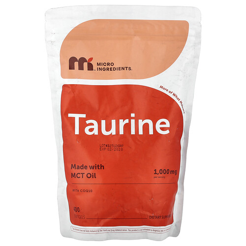 Micro Ingredients, Taurin, 400 Weichkapseln