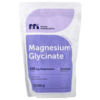 Micro Ingredients, Magnesium Glycinate Powder, Lemonade, 12 oz (340 g)