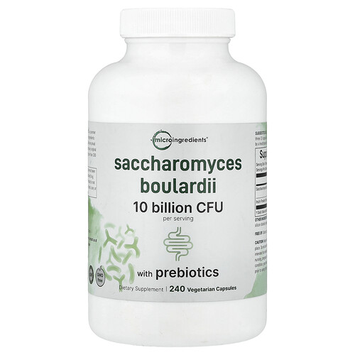 Micro Ingredients, Saccharomyces Boulardii mit Präbiotika, 240 vegetarische Kapseln