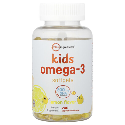 Micro Ingredients, Kids Omega-3, Zitrone, 240 vegetarische Weichkapseln