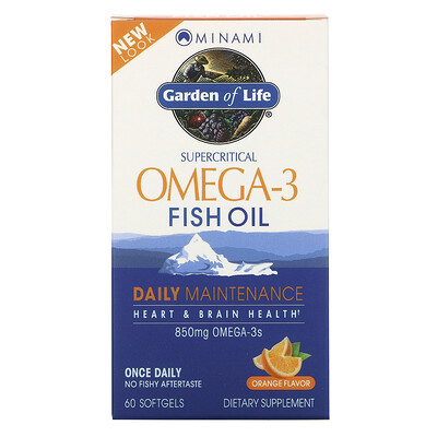 Minami Nutrition Garden of Life, Supercritical Omega-3 Fish Oil, Orange, 60 Softgels