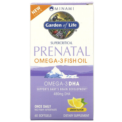 Minami Nutrition Supercritical Prenatal, рыбий жир омега-3 со вкусом лимона, 60 мягких желатиновых капсул