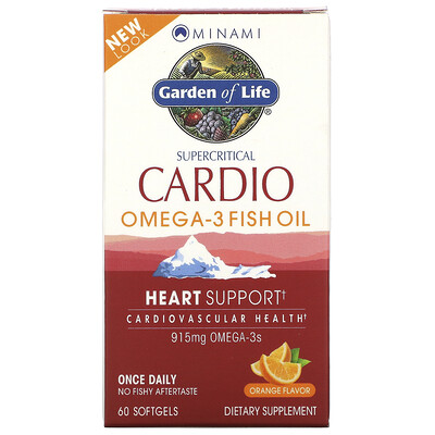 Minami Nutrition Supercritical Cardio, Omega-3 Fish Oil, Orange Flavor, 915 mg , 60 Softgels