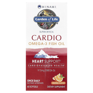 Minami Nutrition, Cardio supercritique, Huile de poisson oméga-3, Arôme orange, 915 mg, 60 capsules à enveloppe molle