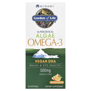 Minami Nutrition, Garden of Life®, Omega-3 de algas, Naranja, 60 cápsulas blandas
