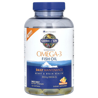 Minami Nutrition, Huile de poisson supercritique riche en oméga-3, Orange, 850 mg, 120 capsules à enveloppe molle