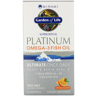 Minami Nutrition Platinum, рыбий жир Омега-3 со вкусом апельсина, 60 мягких желатиновых капсул
