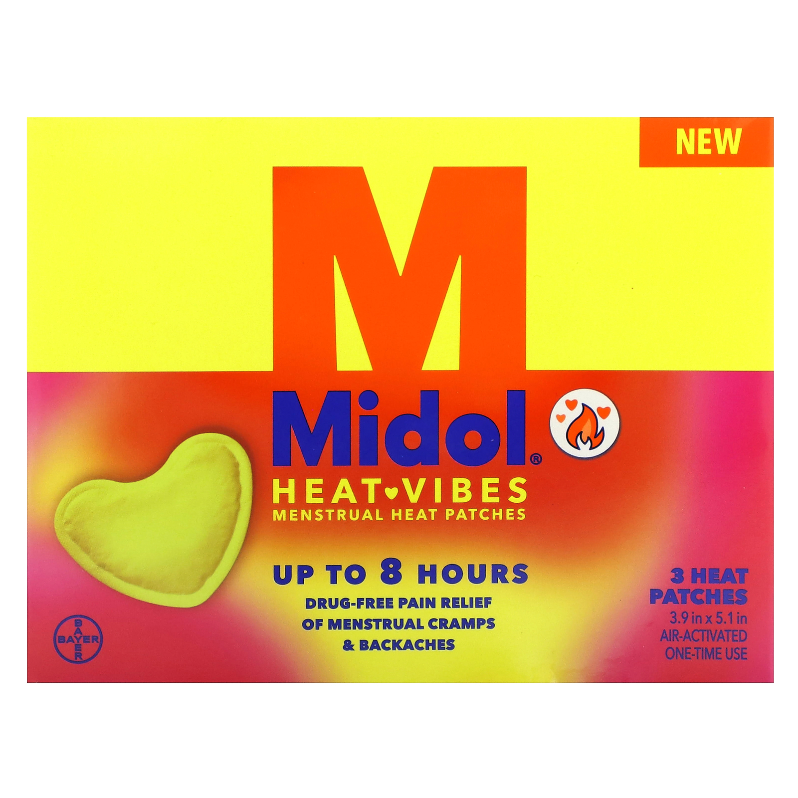 Midol, Heat Vibes, Menstrual Heat Patches, 3 Heat Patches