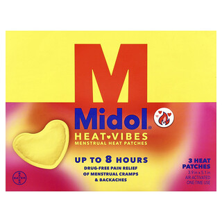 Midol, Heat Vibes, Patchs chauffants menstruels, 3 patchs chauffants