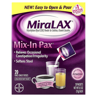 ميرا لاكس‏, Mix-In Pax® ، خالٍ من الحصى ، بدون نكهات ، 20 كيسًا 0.5 أونصة (17 جم) لكل كيس