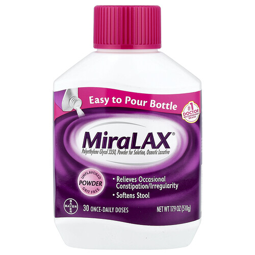 MiraLAX Gentle Constipation Relief Polyethylene Glycol 3350 Laxative Powder Unflavored - 17.9 oz