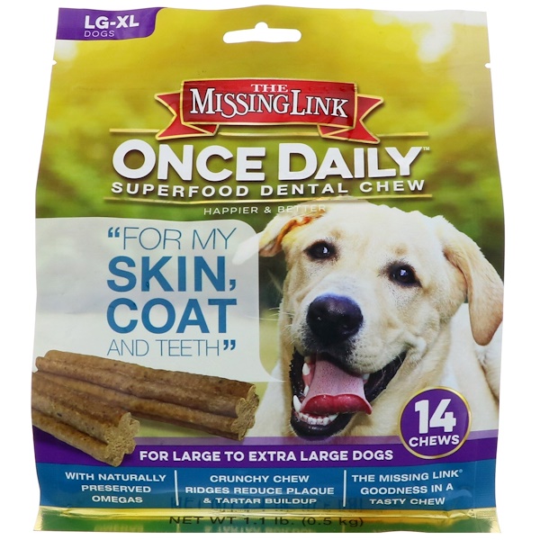 The Missing Link, Once Daily, Superfood Dental Chew, Skin, Coat, Teeth