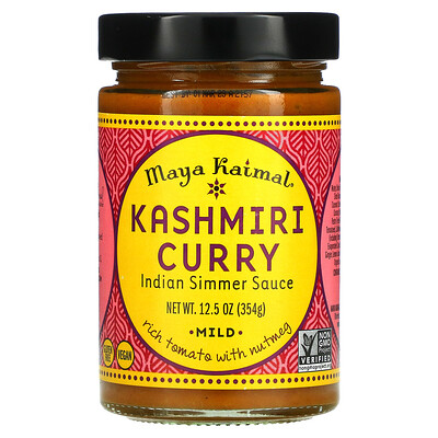 Maya Kaimal Kashmiri Curry, Индийский соус на медленном огне, мягкий, 12,5 унций (354 г)