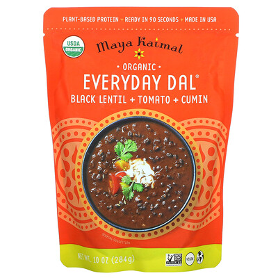 Купить Maya Kaimal Organic Everyday Dal, черная чечевица, томат и тмин, 284 г (10 унций)