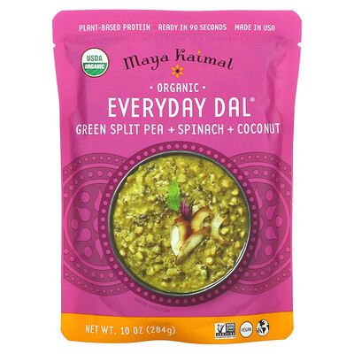 Купить Maya Kaimal Organic Everyday Dal, зеленый горошек, шпинат и кокос, 284 г (10 унций)
