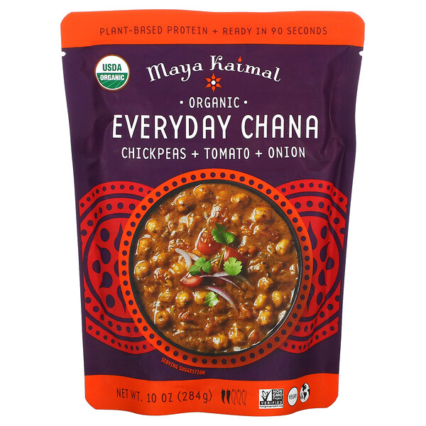 Maya Kaimal‏, Organic Everyday Chana, Chickpeas + Tomato + Onion, 10 oz (284 g)