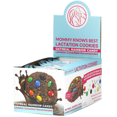 Mommy Knows Best Lactation Cookies, Oatmeal Rainbow Candy, 10 Cookies, 2 oz Each