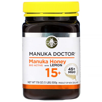 Manuka Doctor Manuka Honey Bio Active with Lemon 15+, MGO 45+, 17.6 oz (500 g)