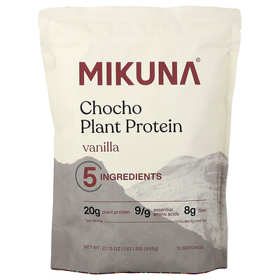 MIKUNA, Proteína de origen vegetal con chocho en polvo, Vainilla, 645 g (1,42 lb)