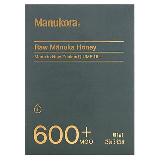 Manukora, 무가공 마누카 꿀, 600+ MGO, 250g(8.82oz)