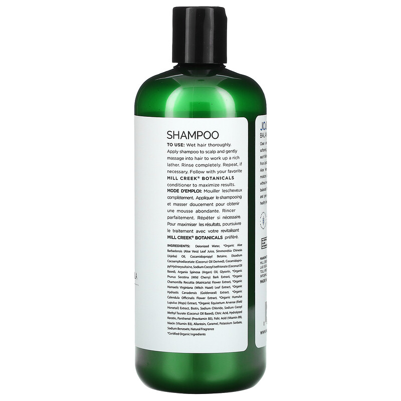 Mill Creek Botanicals, Champú de jojoba, formula