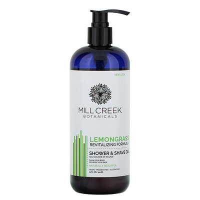 Mill Creek Botanicals Shower & Shave Gel, Lemongrass, 14 fl oz (414 ml)