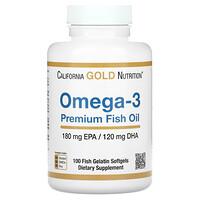 California Gold Nutrition, омега-3, риб’ячий жир преміальної якості, 180 мг ЕПК / 120 мг ДГК, 100 капсул із риб’ячого желатину