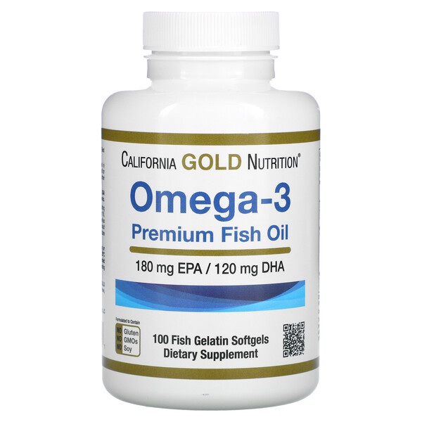 California Gold Nutrition, オメガ3、プレミアムフィッシュオイル、魚ゼラチンソフトジェル100粒