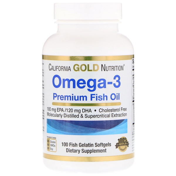 California Gold Nutrition, Omega-3, Premium Fish Oil, 100 Fish Gelatin Softgels