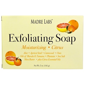 Мадрэ Лэбс, Exfoliating Bar Soap, with Marula & Tamanu Oils plus Shea Butter, Citrus, 5 oz (141 g) отзывы покупателей