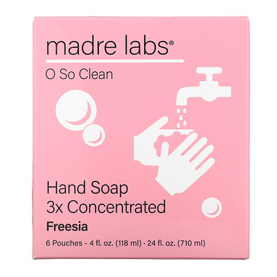 Madre Labs Hand Soap, Freesia, 6 Pouches, 4 fl oz (118 ml) Each