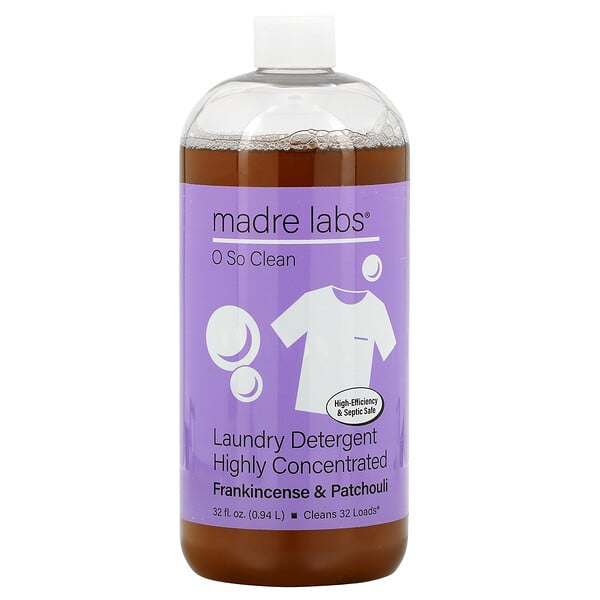 Madre Labs‏, Highly Concentrated Laundry Detergent, Frankincense and Patchouli, 32 fl oz (0.94 L)