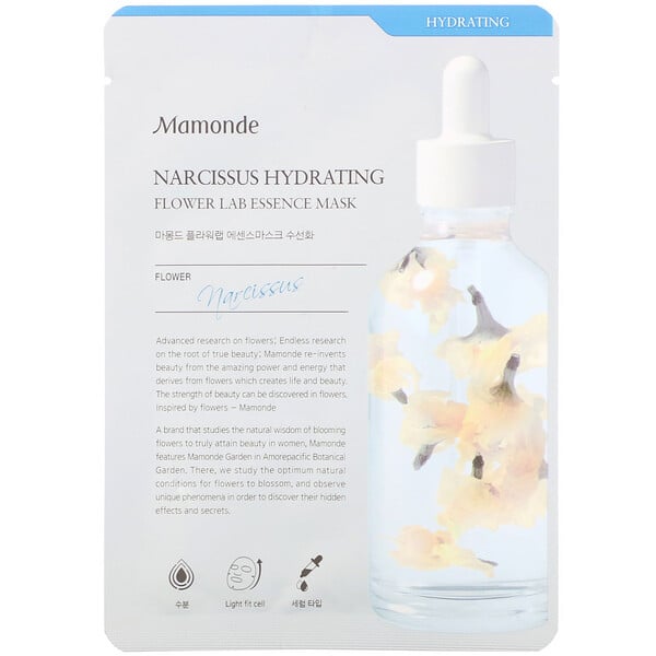 Mamonde, Hidratación con narciso, Mascarilla Flower Lab Essence Mask, 1 lámina, 25 ml