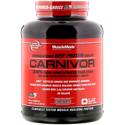 

Carnivor, Bioengineered Beef Protein Isolate, Chocolate, 4.5 lbs (2,038.4 g)