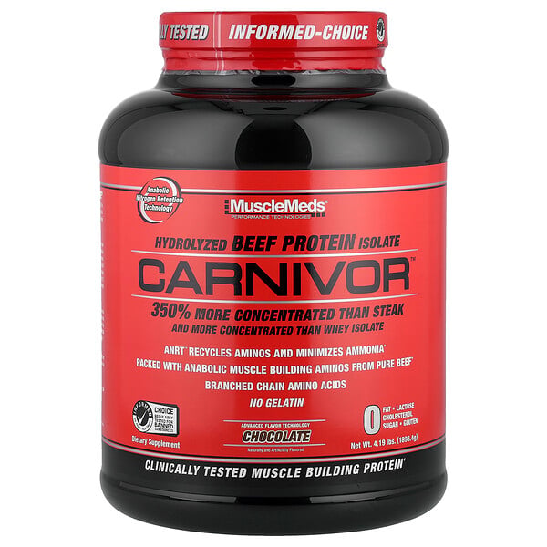 MuscleMeds Carnivor™, Hydrolyzed Beef Protein Isolate, Chocolate, 4.19 lbs (1898.4 g)