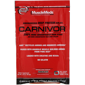 Отзывы о МаслМэдс, Carnivor, Bioengineered Beef Protein Isolate, Chocolate, 1.23 oz (36.4 g)