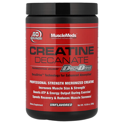MuscleMeds, Decanato de creatina, Sin sabor`` 300 g (10,58 oz)