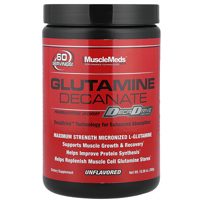 MuscleMeds, Decanato de glutamina, Sin sabor`` 300 g (10,58 oz)