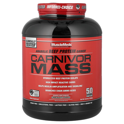 MuscleMeds, Carnivor™ Mass, Anaboler Rindfleischprotein-Gainer, Schokoladen-Fudge, 2.646 g