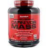 MuscleMeds, كارنيفور ماس، كاسب البروتين البقري الابتنائي، فُدج بالشوكولاتة، 5.99 رطل (2716 جم)